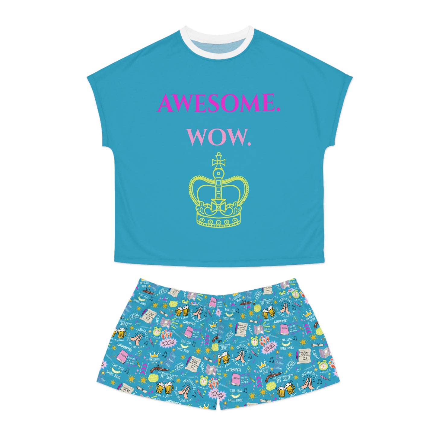 Hamilton-Inspired Turquoise Pajama Set — Women's Broadway Lyrics Sleepwear