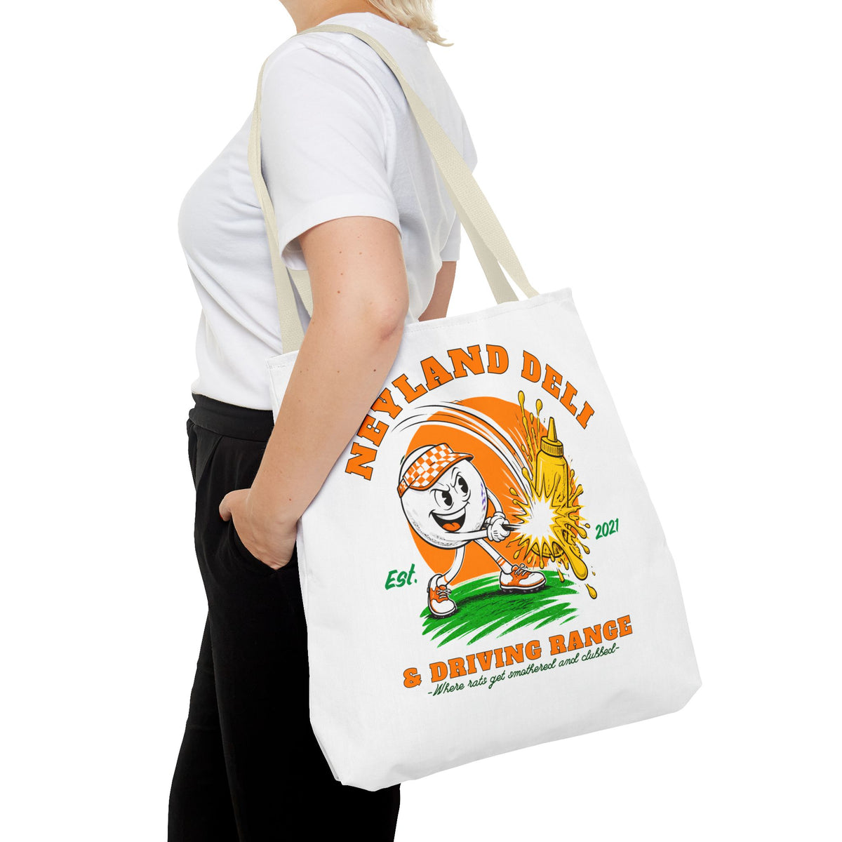 Neyland Deli & Driving Range Tote Bag — funny TN football graphic