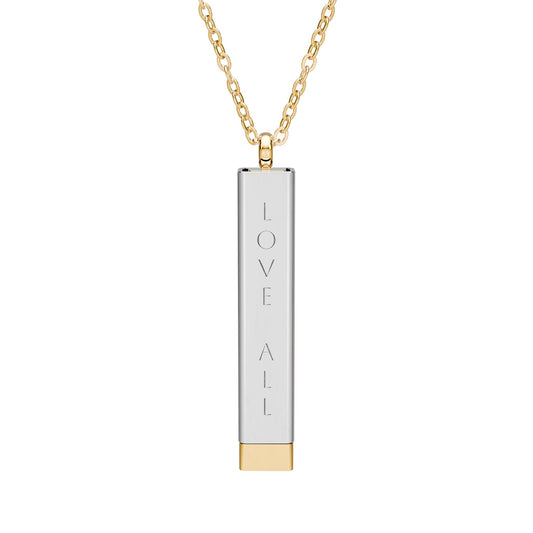 LOVE ALL EXCEPT *CUSTOM* Hidden Message Sliding Bar Necklace — Customizable Engraved Secret Message Pendant