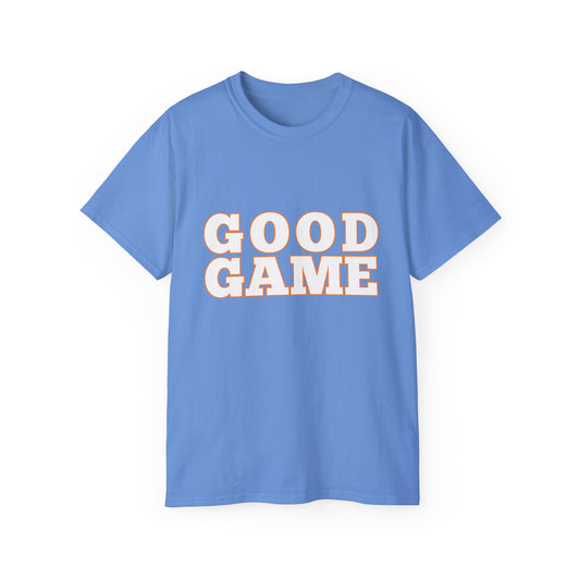 "Good Game" T-Shirt — Retro Outline Text Tee for Sports Fans