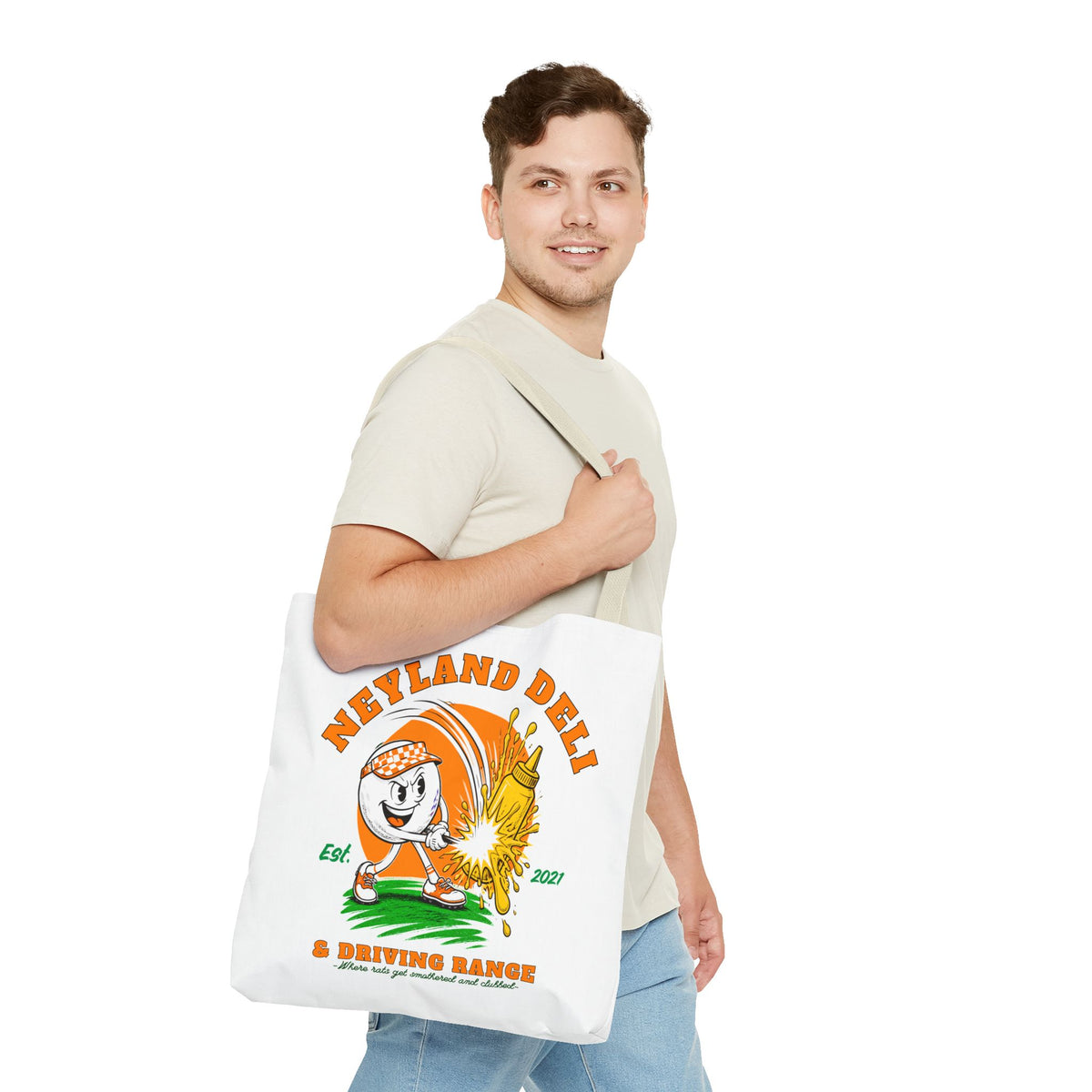 Neyland Deli & Driving Range Tote Bag — funny TN football graphic