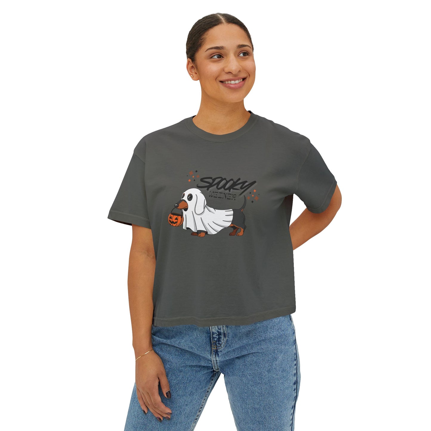 Spooky Weiner Dachshund Halloween Boxy Tee