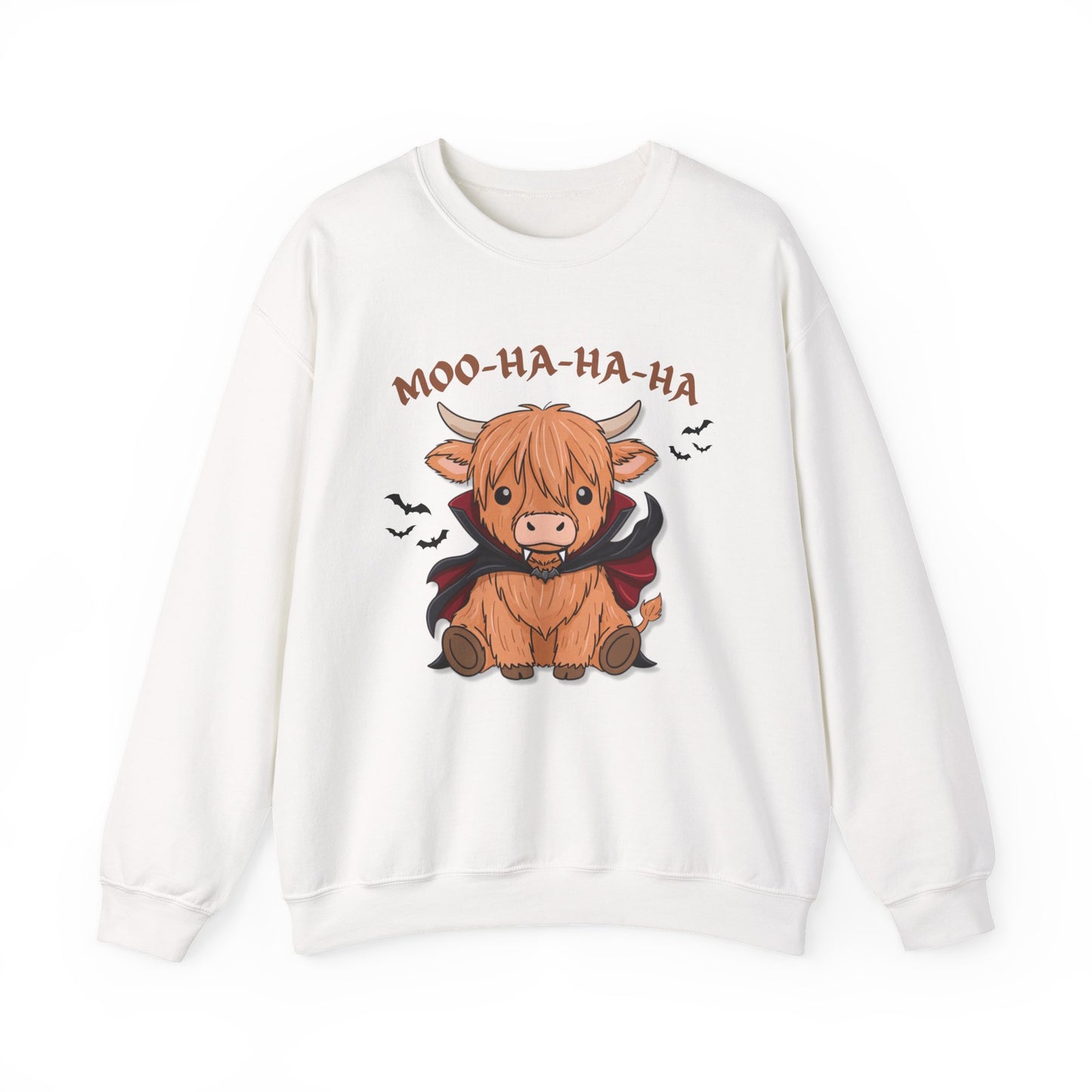 Cow Vampire Sweatshirt - "Moo-Ha-Ha-Ha" Cute Halloween Crewneck