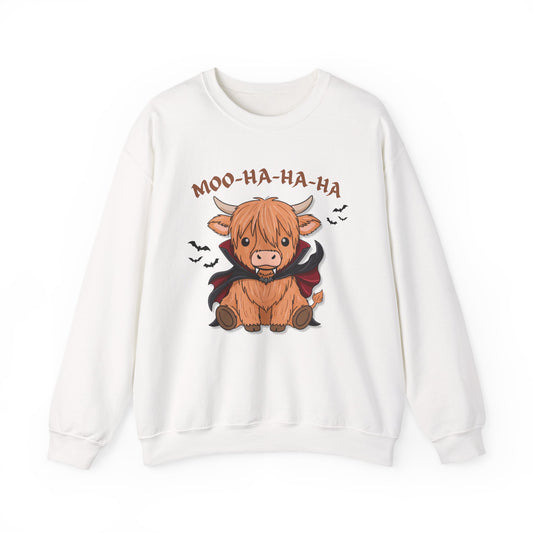 Cow Vampire Sweatshirt - "Moo-Ha-Ha-Ha" Cute Halloween Crewneck