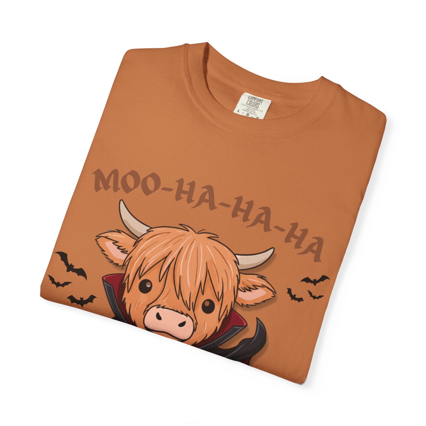 Highland Cow Vampire T-Shirt — "Moo-Ha-Ha-Ha" Cute Halloween Tee