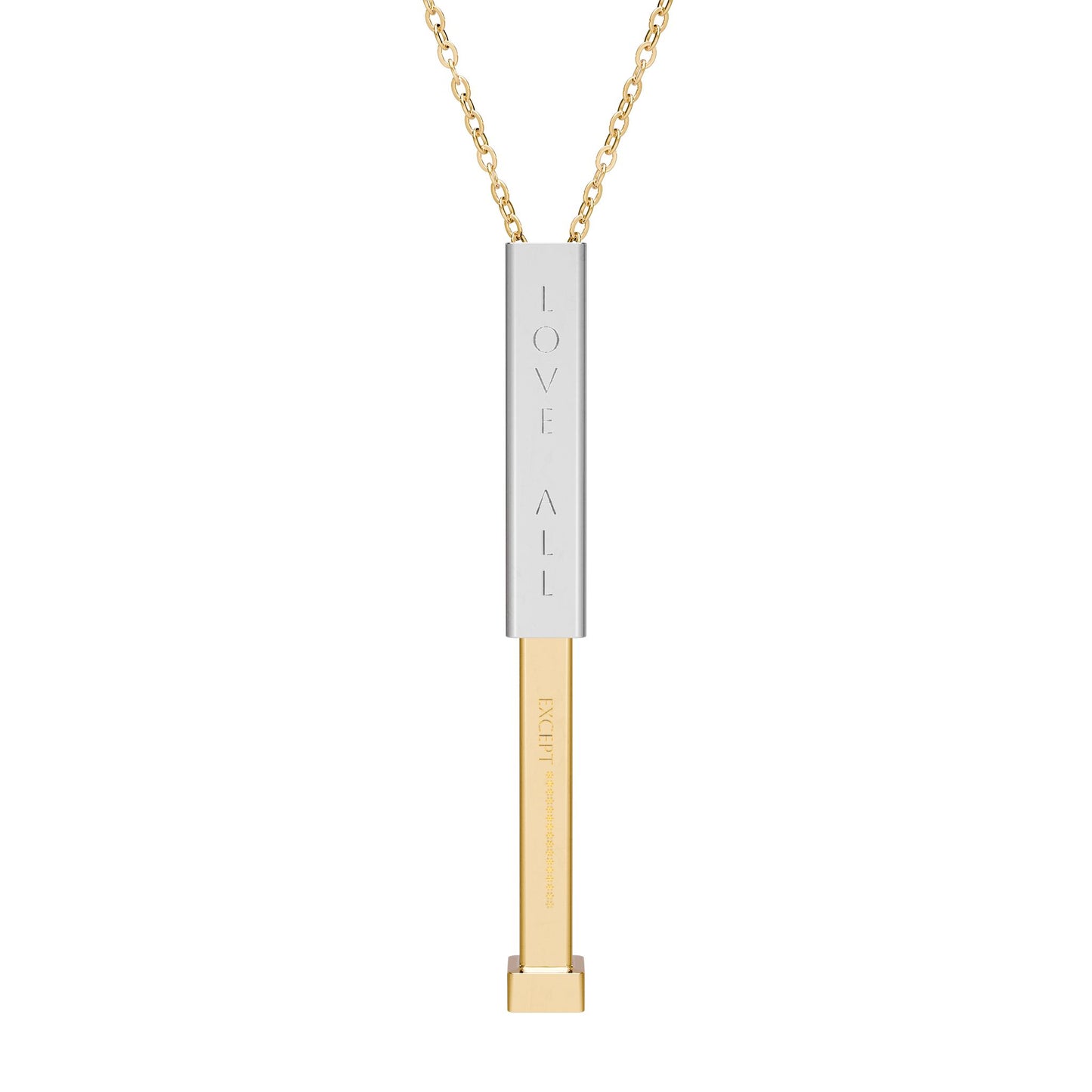 LOVE ALL EXCEPT *CUSTOM* Hidden Message Sliding Bar Necklace — Customizable Engraved Secret Message Pendant