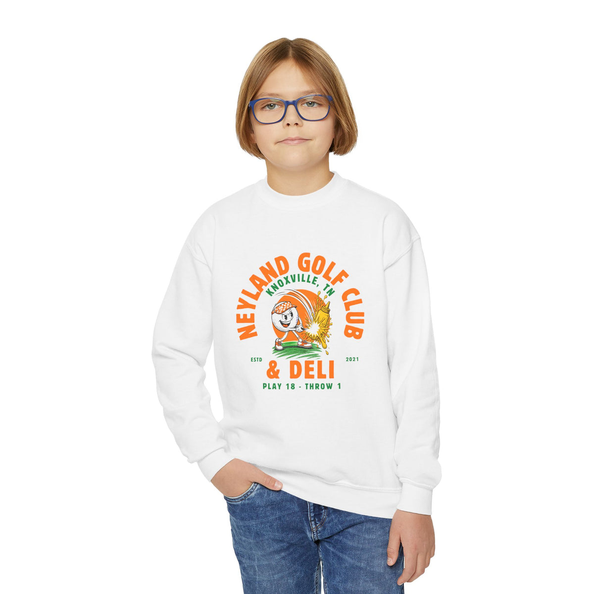 Neyland Golf Club & Deli Youth Crewneck Sweatshirt — Vintage Collegiate football Tee