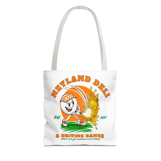 Neyland Deli & Driving Range Tote Bag — funny TN football graphic