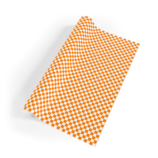 Orange and White Checkerboard Gift Wrapping Paper