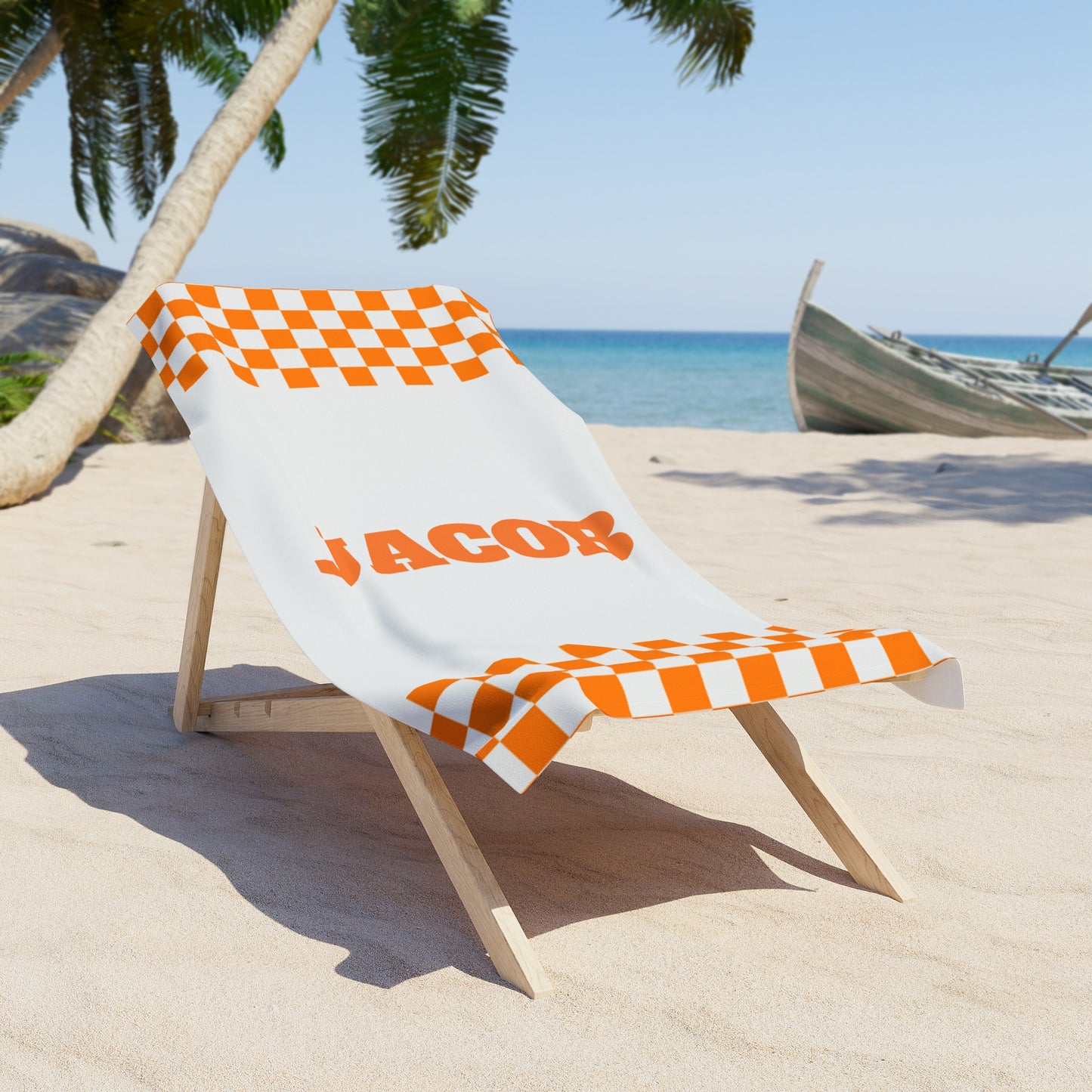 Personalized Checkerboard Beach Towel