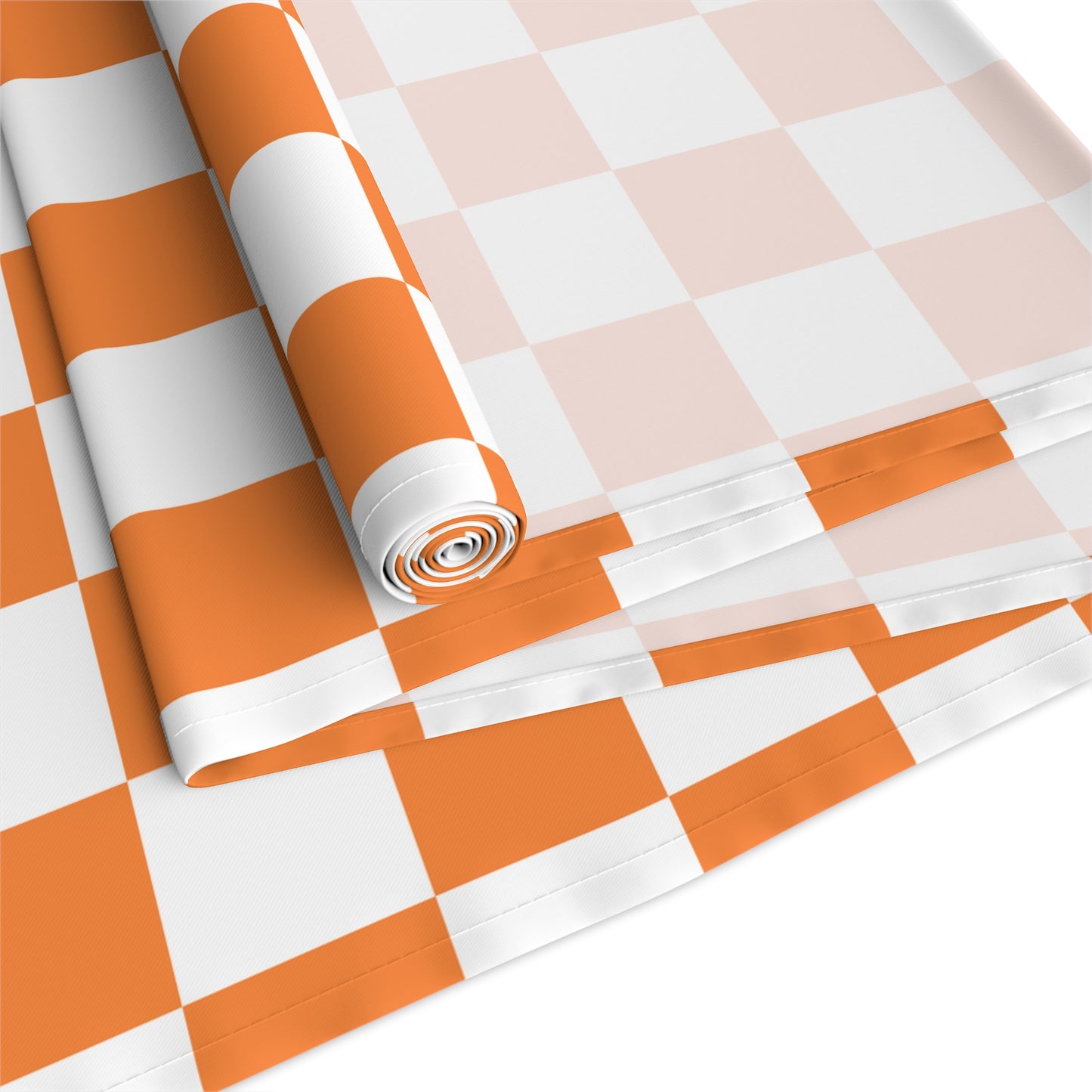 Orange and White Check Table Runner - Perfect for Tennessee Tailgating and Celebrations