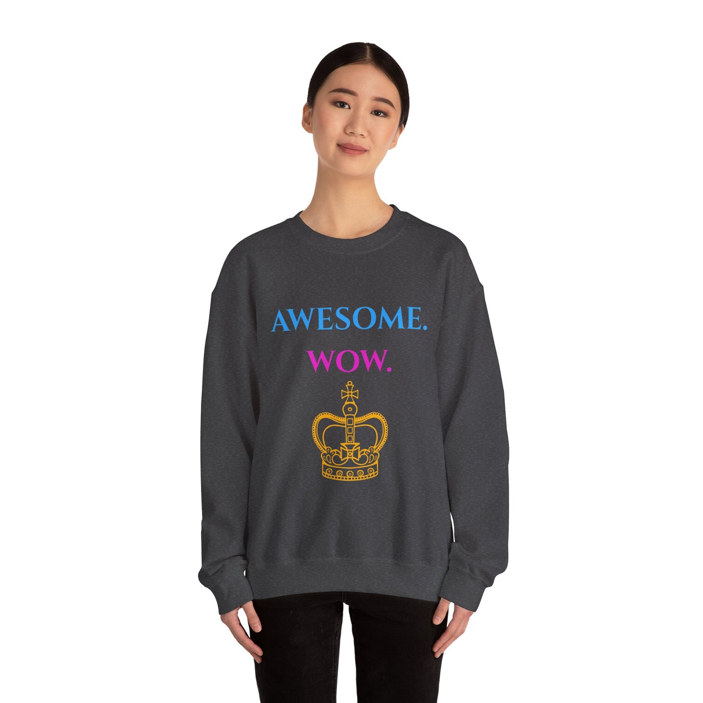 Hamilton-Inspired "Awesome. Wow." Crewneck Sweatshirt — Broadway Lyrics & Doodle Design
