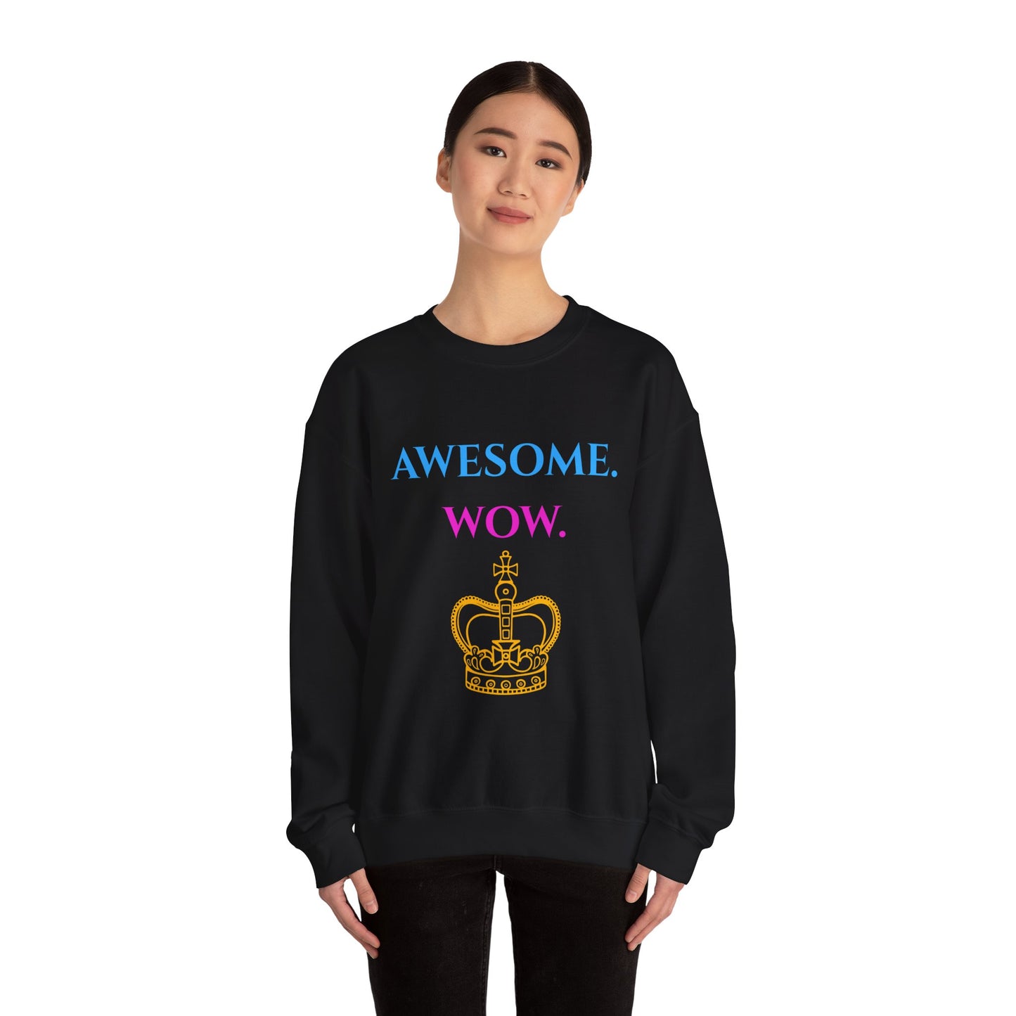 Hamilton-Inspired "Awesome. Wow." Crewneck Sweatshirt — Broadway Lyrics & Doodle Design