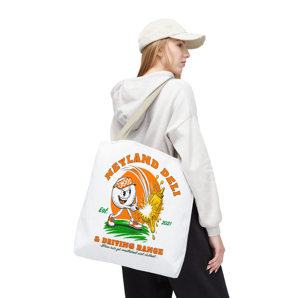 Neyland Deli & Driving Range Tote Bag — funny TN football graphic