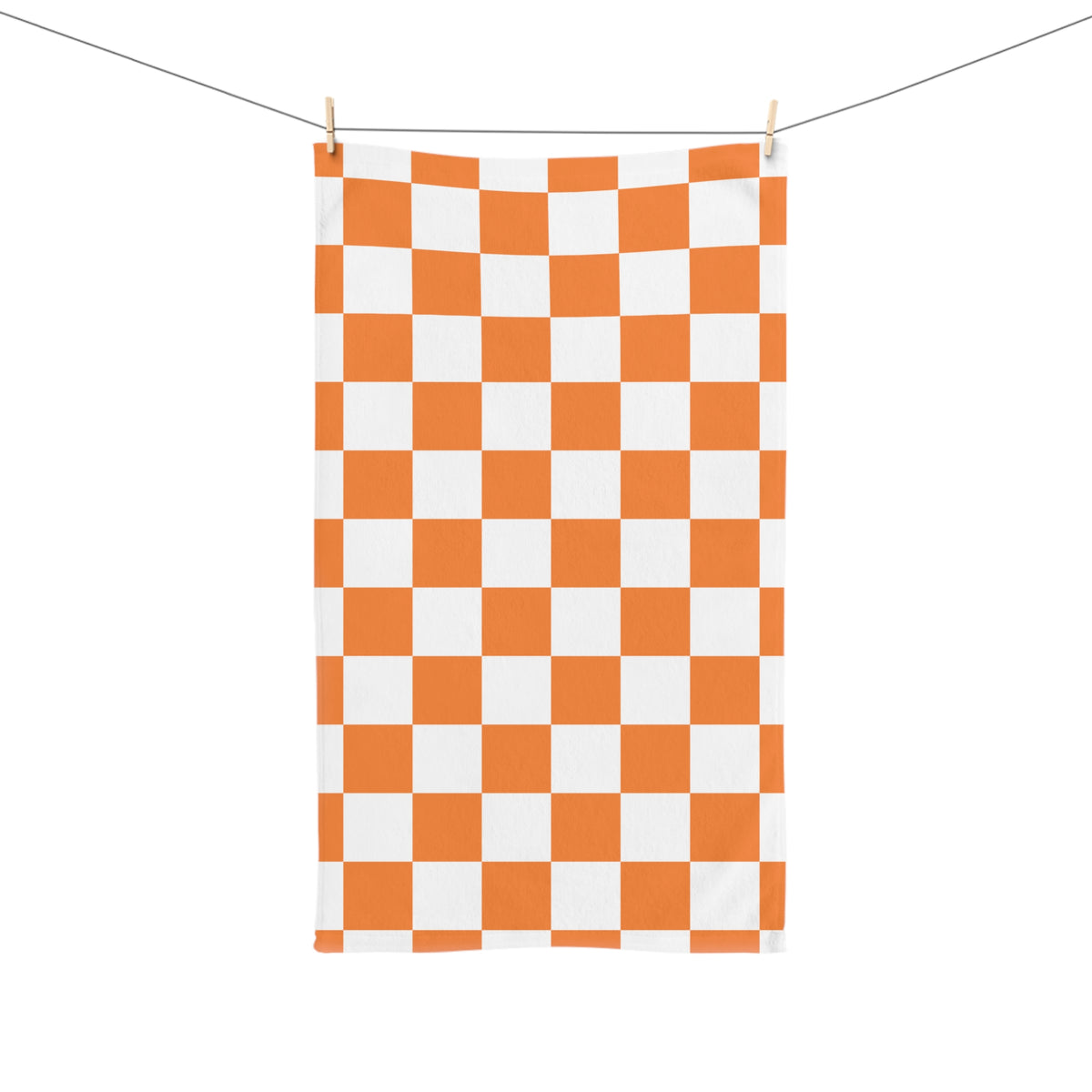 Orange Checkerboard Hand Towel — Retro Kitchen & Bath Accent