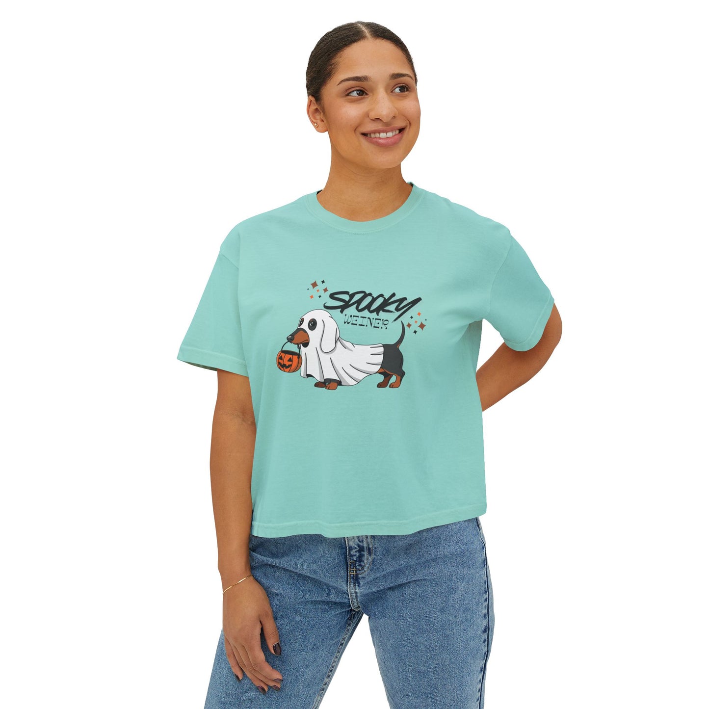 Spooky Weiner Dachshund Halloween Boxy Tee