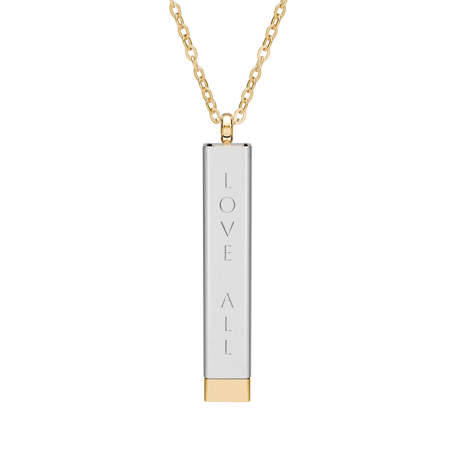 LOVE ALL EXCEPT THE GATORS Hidden Message Sliding Bar Necklace — Engraved Secret Pendant