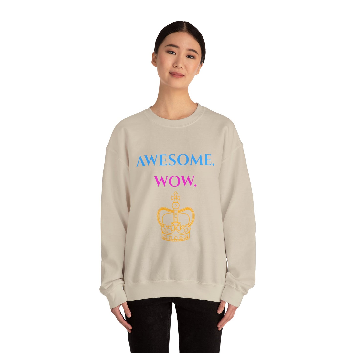 Hamilton-Inspired "Awesome. Wow." Crewneck Sweatshirt — Broadway Lyrics & Doodle Design