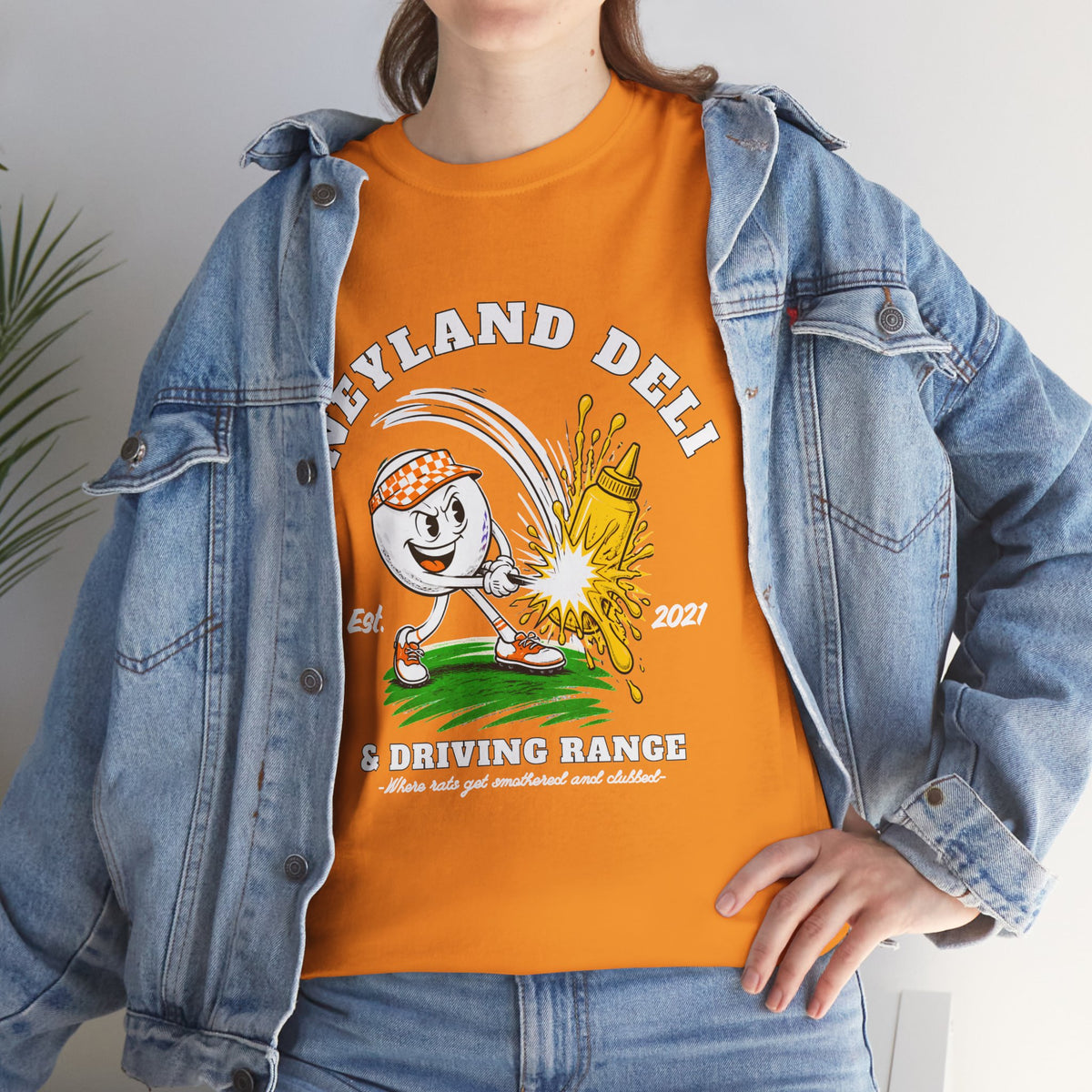 Neyland Deli and Driving Range Tee — Retro Golf Mascot Graphic Shirt