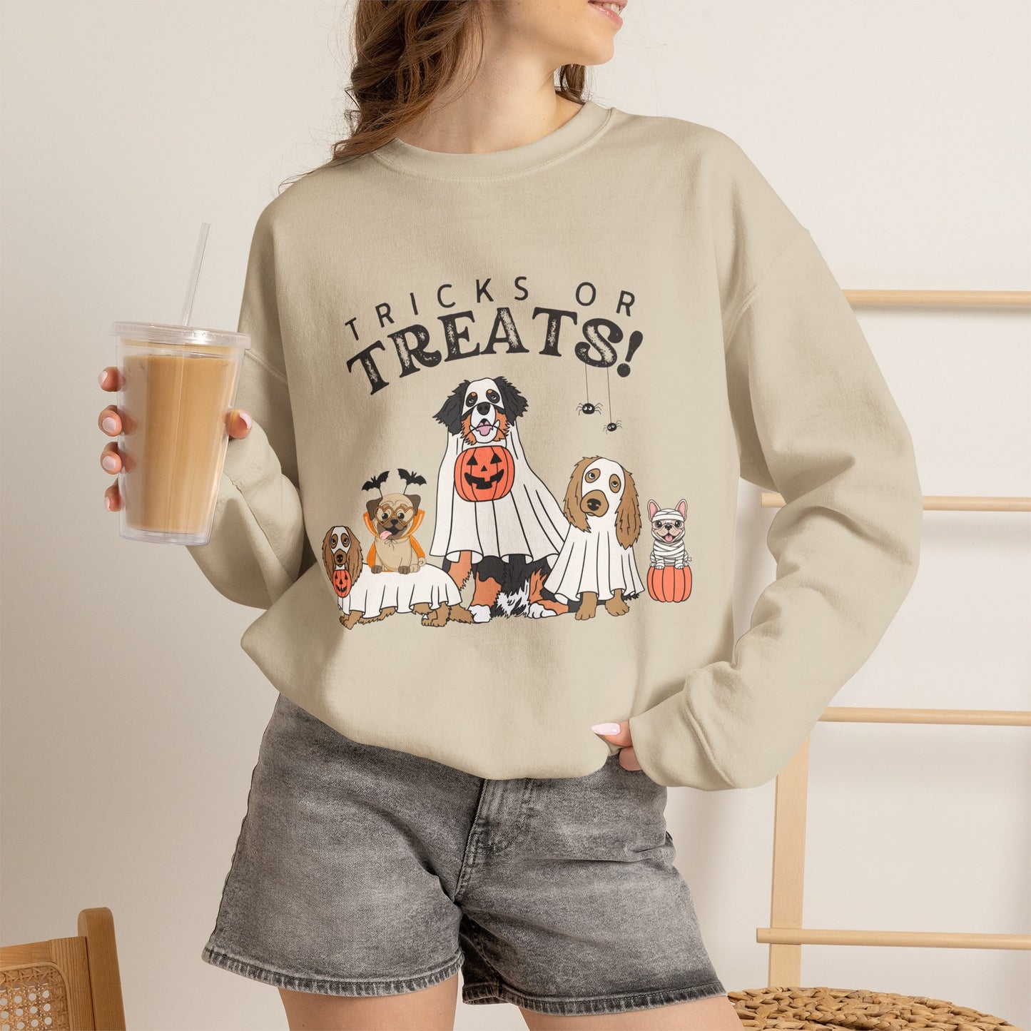 Halloween Dogs Sweatshirt — "Tricks or Treats!" Crewneck