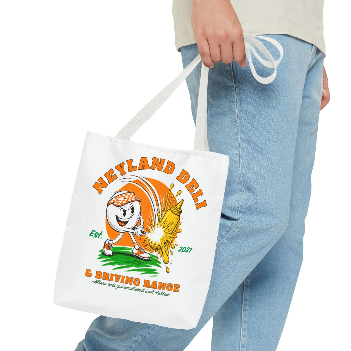 Neyland Deli & Driving Range Tote Bag — funny TN football graphic