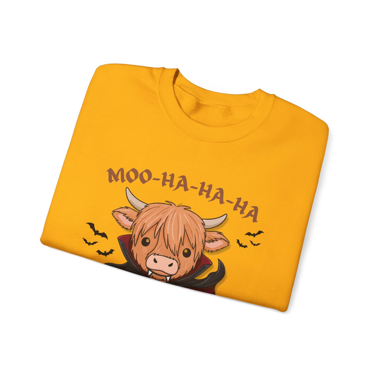 Cow Vampire Sweatshirt - "Moo-Ha-Ha-Ha" Cute Halloween Crewneck