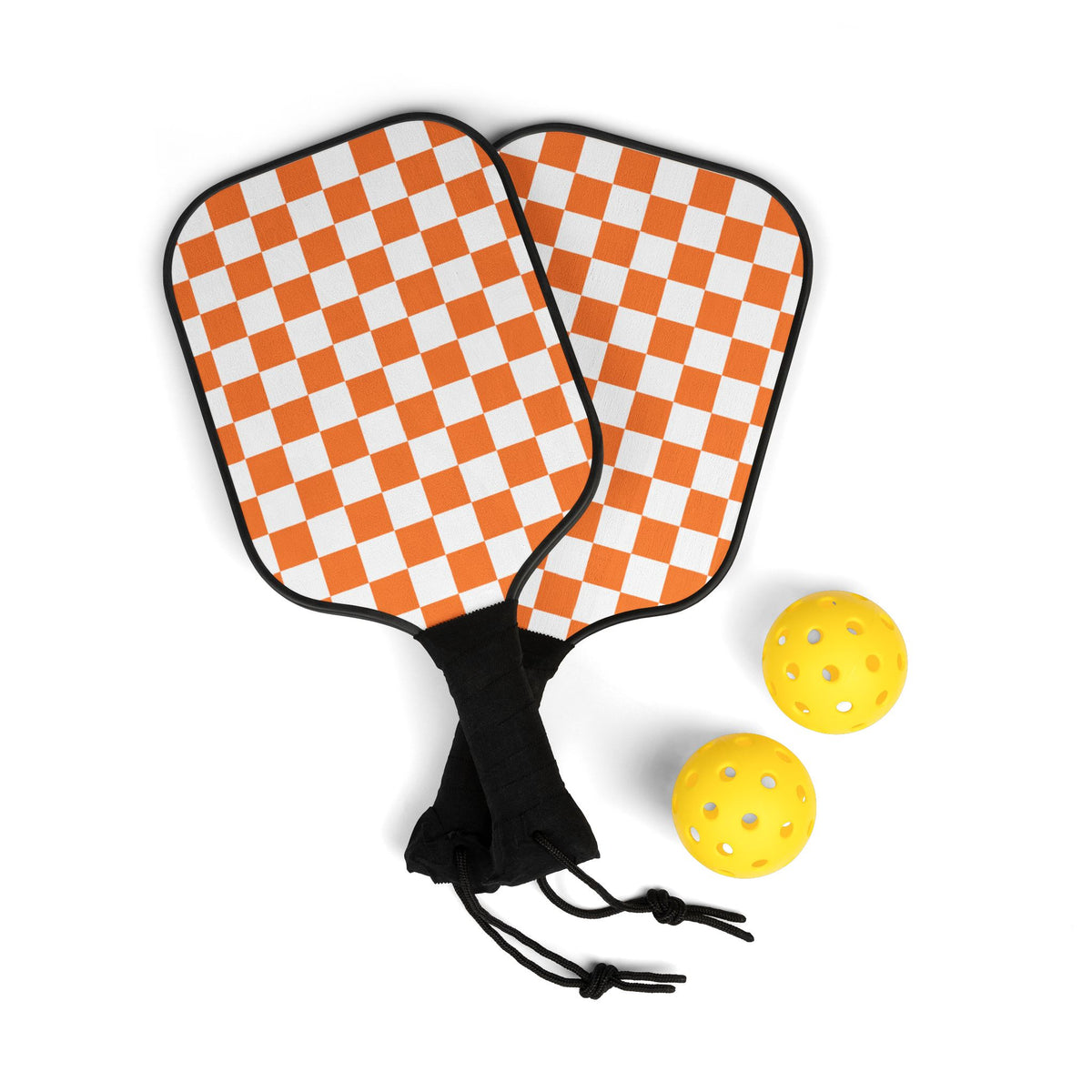 Orange Checkerboard Pickleball Paddle | Retro Check Pattern Paddle