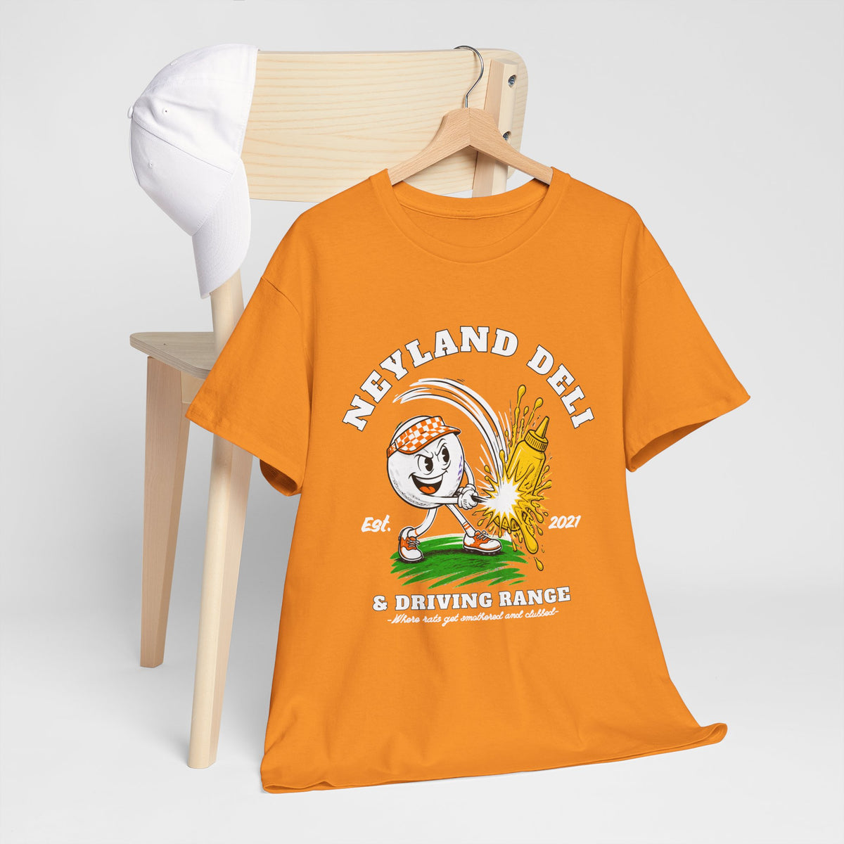Neyland Deli and Driving Range Tee — Retro Golf Mascot Graphic Shirt