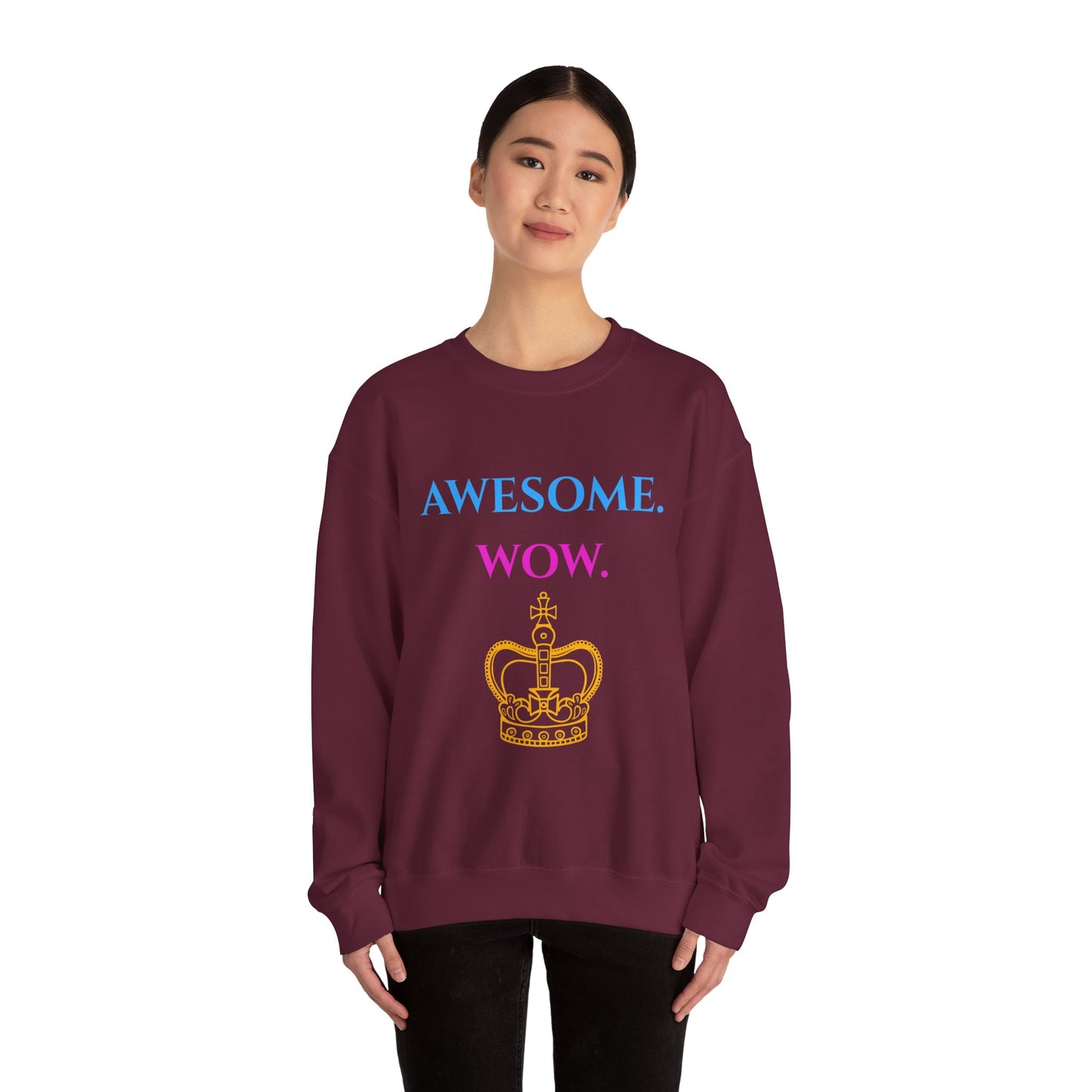 Hamilton-Inspired "Awesome. Wow." Crewneck Sweatshirt — Broadway Lyrics & Doodle Design