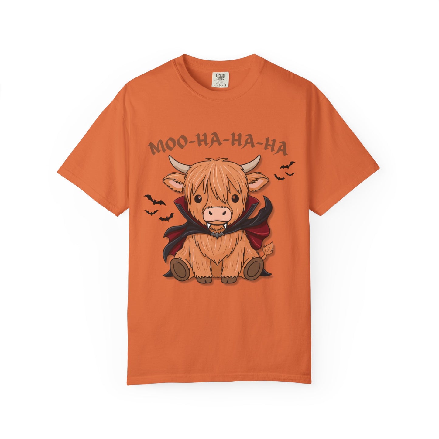 Highland Cow Vampire T-Shirt — "Moo-Ha-Ha-Ha" Cute Halloween Tee
