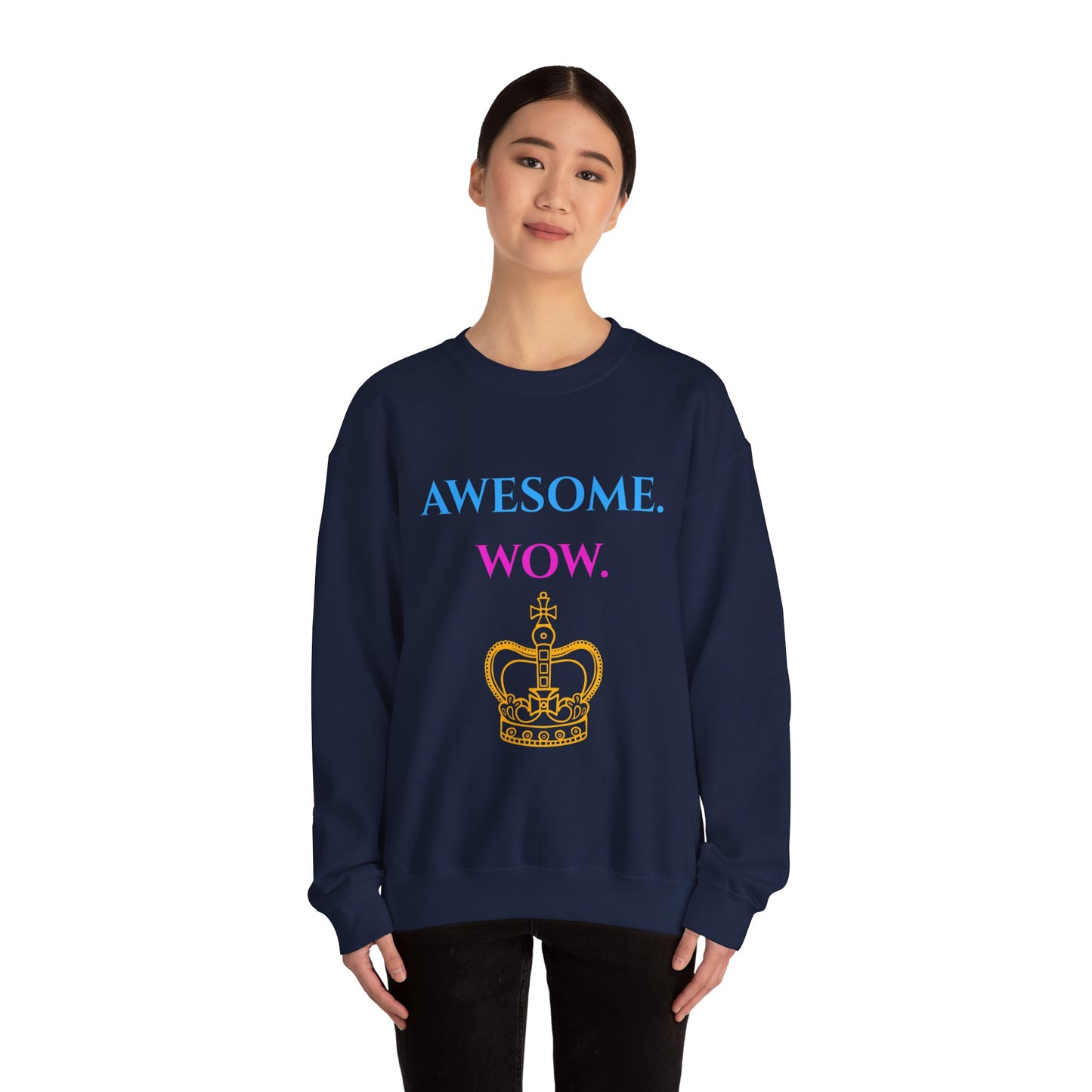 Hamilton-Inspired "Awesome. Wow." Crewneck Sweatshirt — Broadway Lyrics & Doodle Design