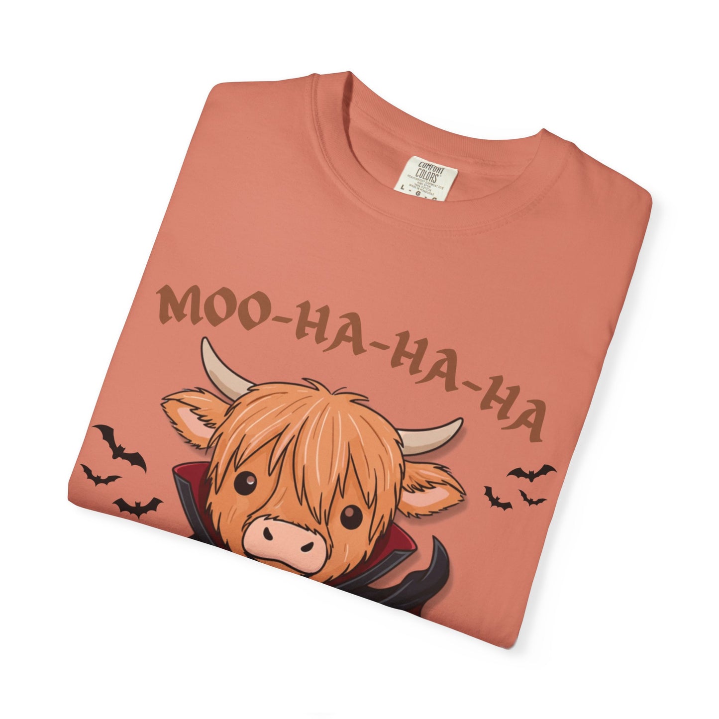 Highland Cow Vampire T-Shirt — "Moo-Ha-Ha-Ha" Cute Halloween Tee