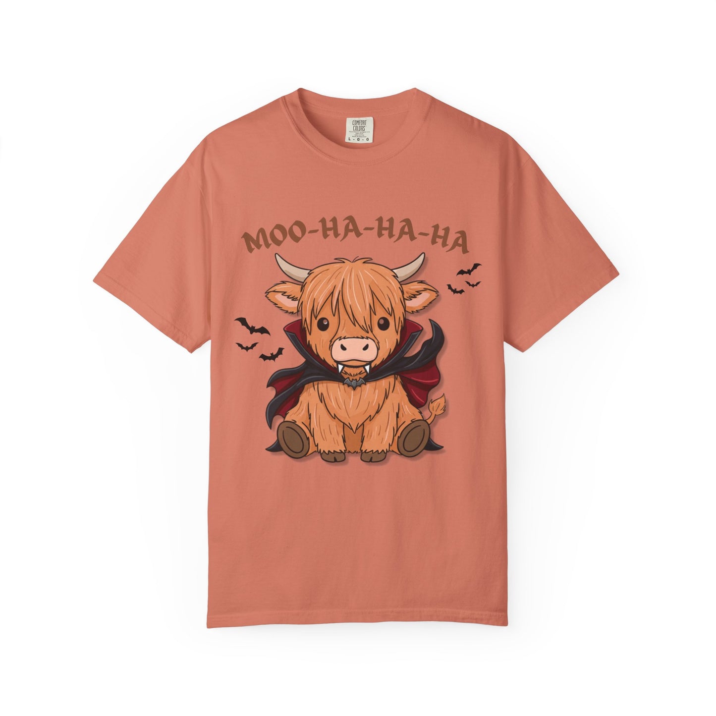 Highland Cow Vampire T-Shirt — "Moo-Ha-Ha-Ha" Cute Halloween Tee