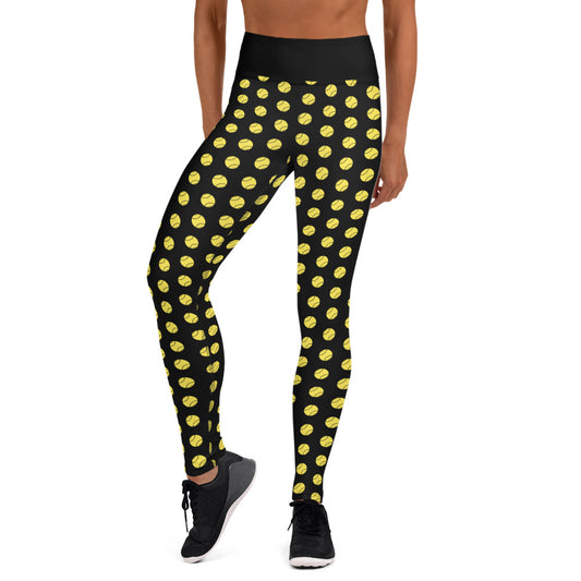 Softball Print Yoga Leggings - BLACK