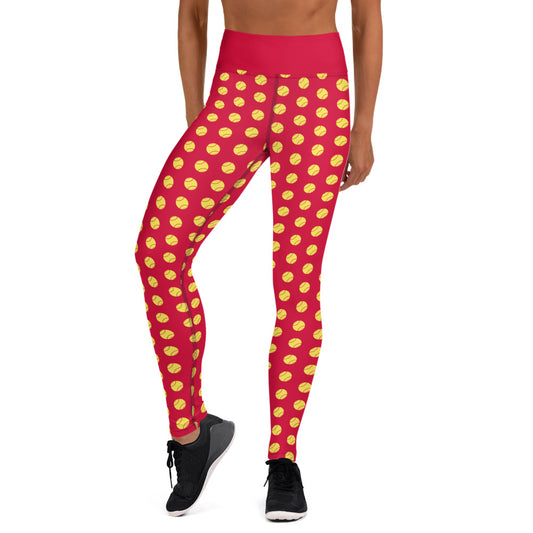 Softball Print Yoga Leggings - RED