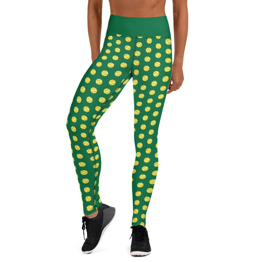 Softball Print Yoga Leggings - GREEN