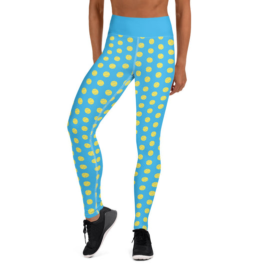 Softball Print Adult Yoga Leggings - SKY BLUE
