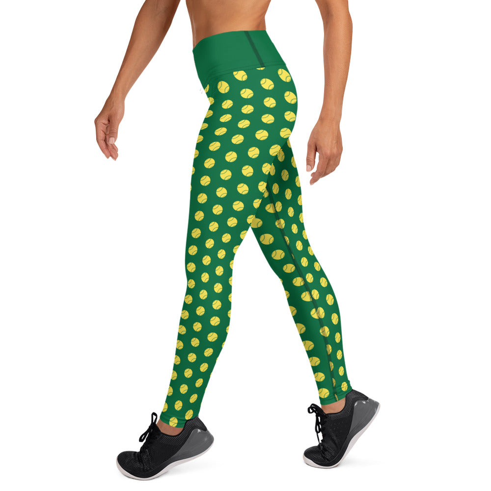Softball Print Yoga Leggings - GREEN