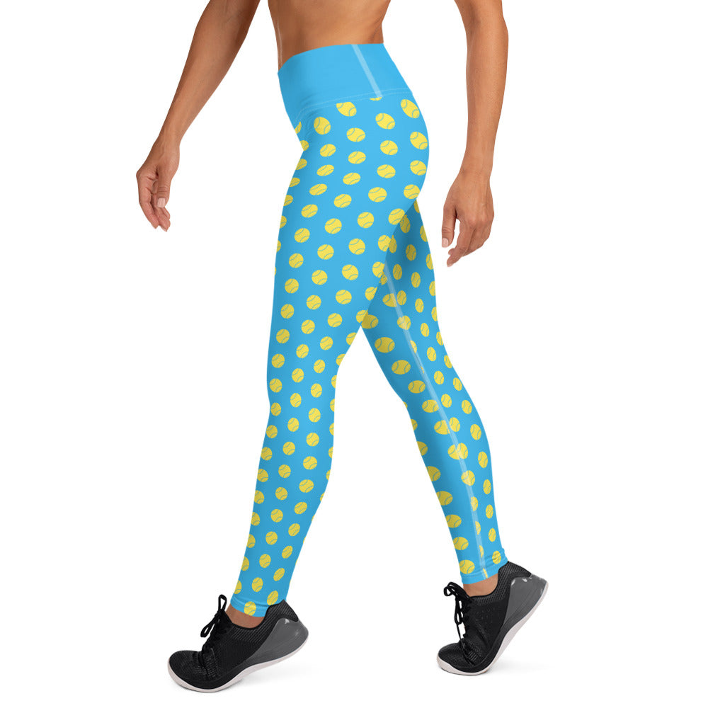 Softball Print Adult Yoga Leggings - SKY BLUE