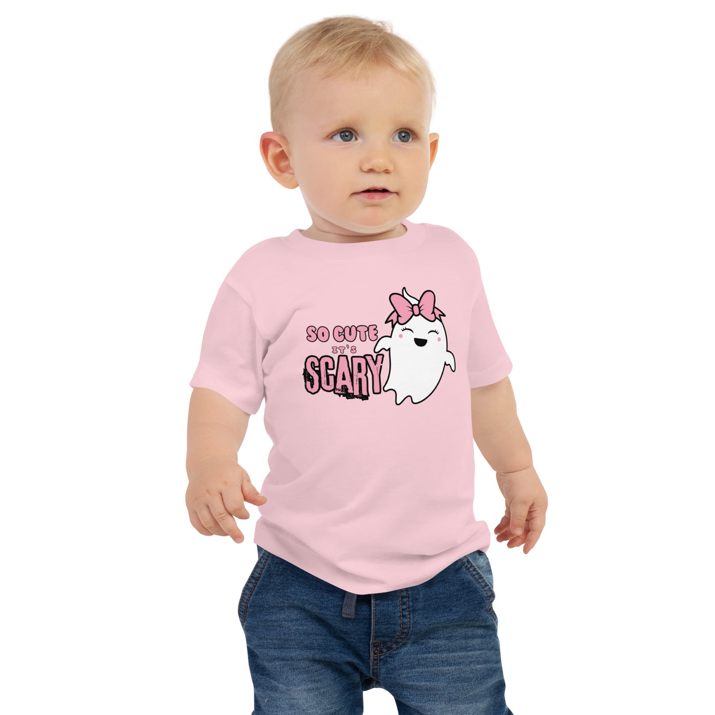 So Cute it's Scary Pink Bow Baby Jersey Short Sleeve Tee