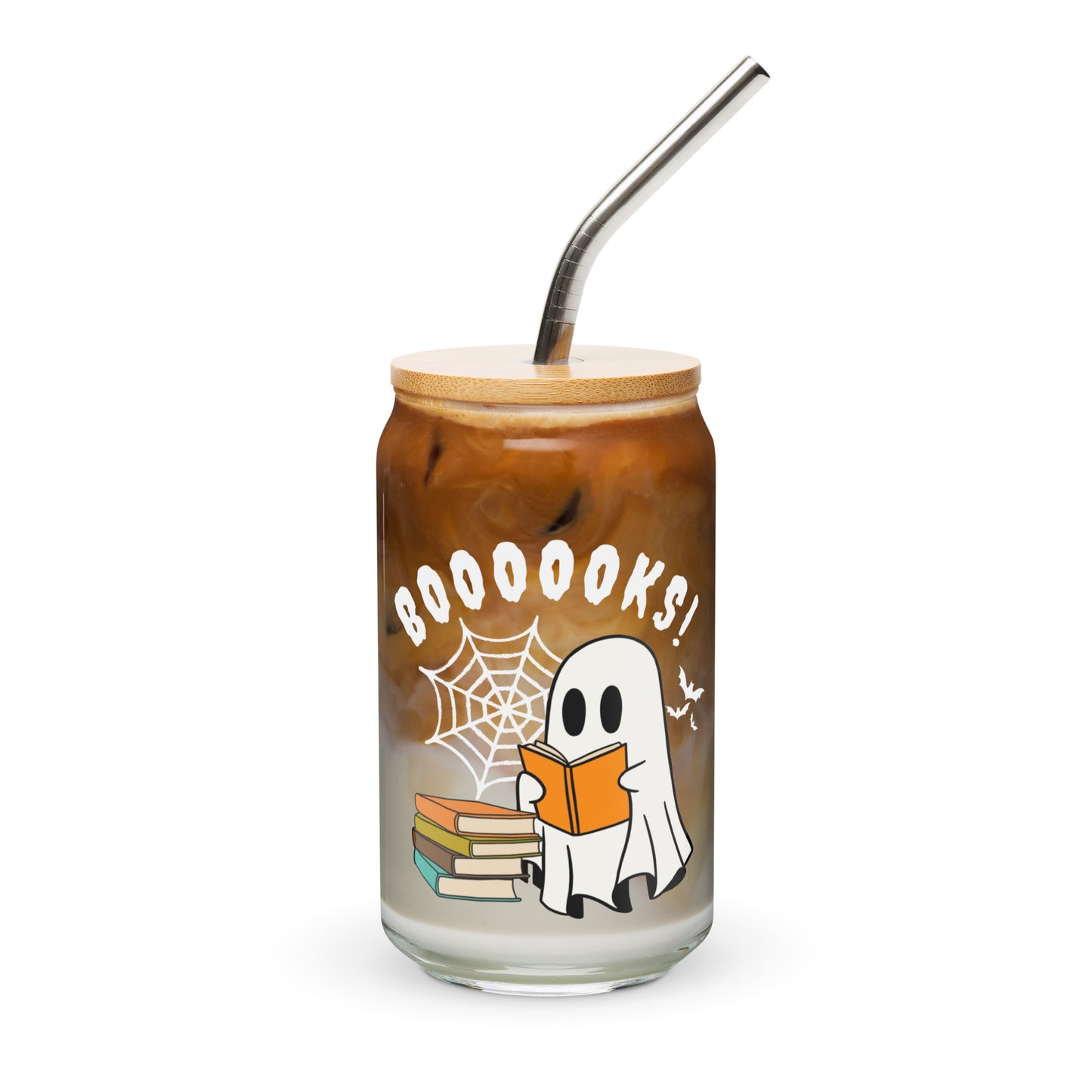 BOOOOOKS! (white) Can-shaped glass