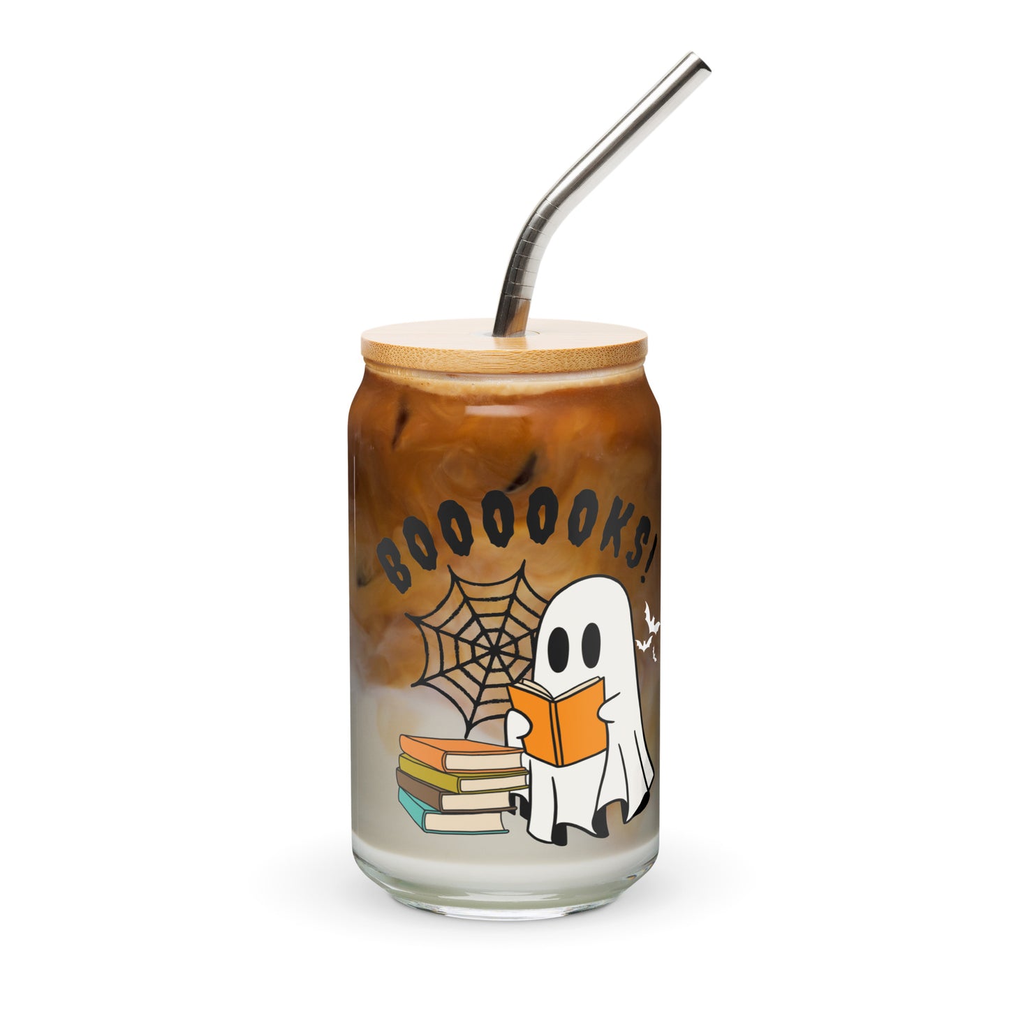 BOOOOOKS! (black) Can-shaped glass