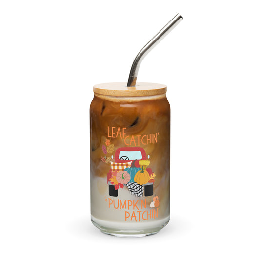Leaf Catchin' and Pumpkin Patchin' Can-shaped glass