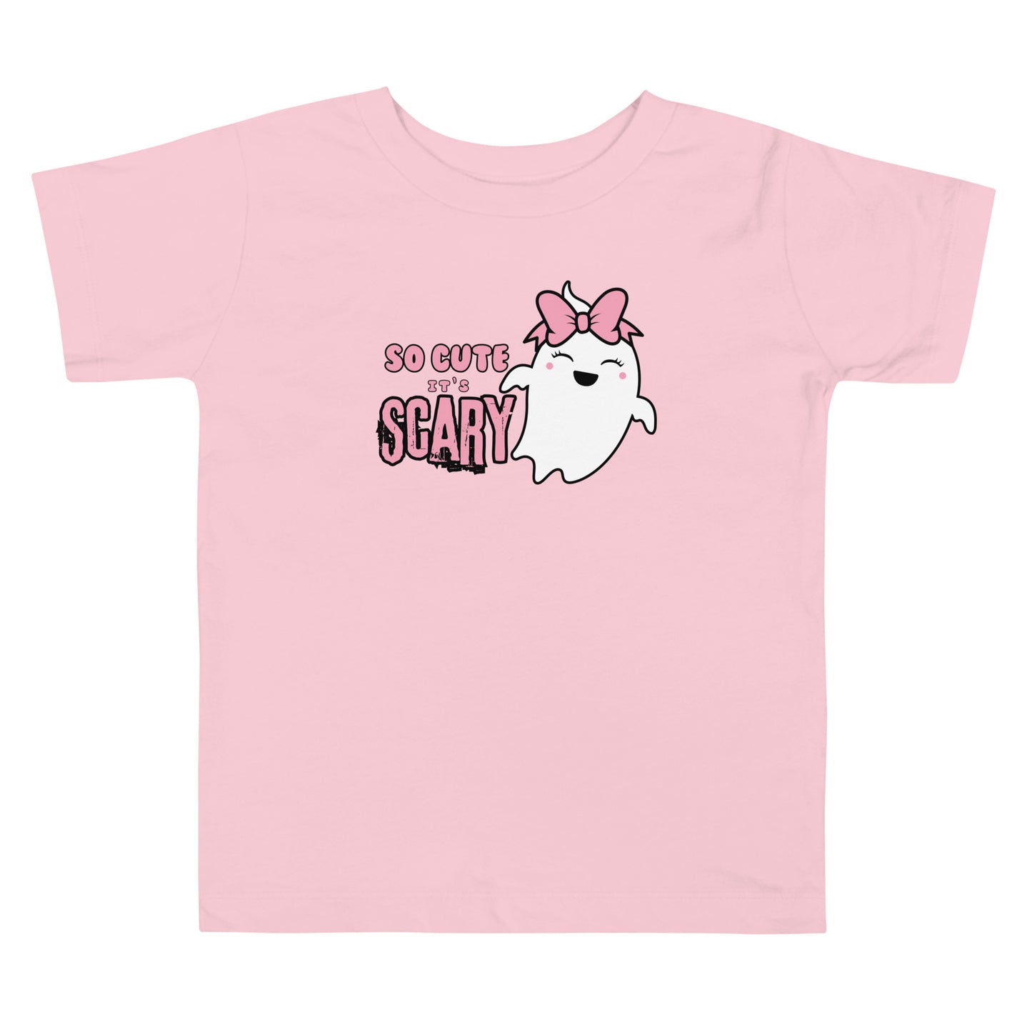 So Cute it's Scary Pink Bow Toddler Short Sleeve Tee