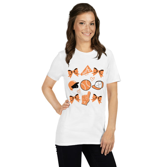 Orange Baseball Cheer Short-Sleeve Unisex T-Shirt