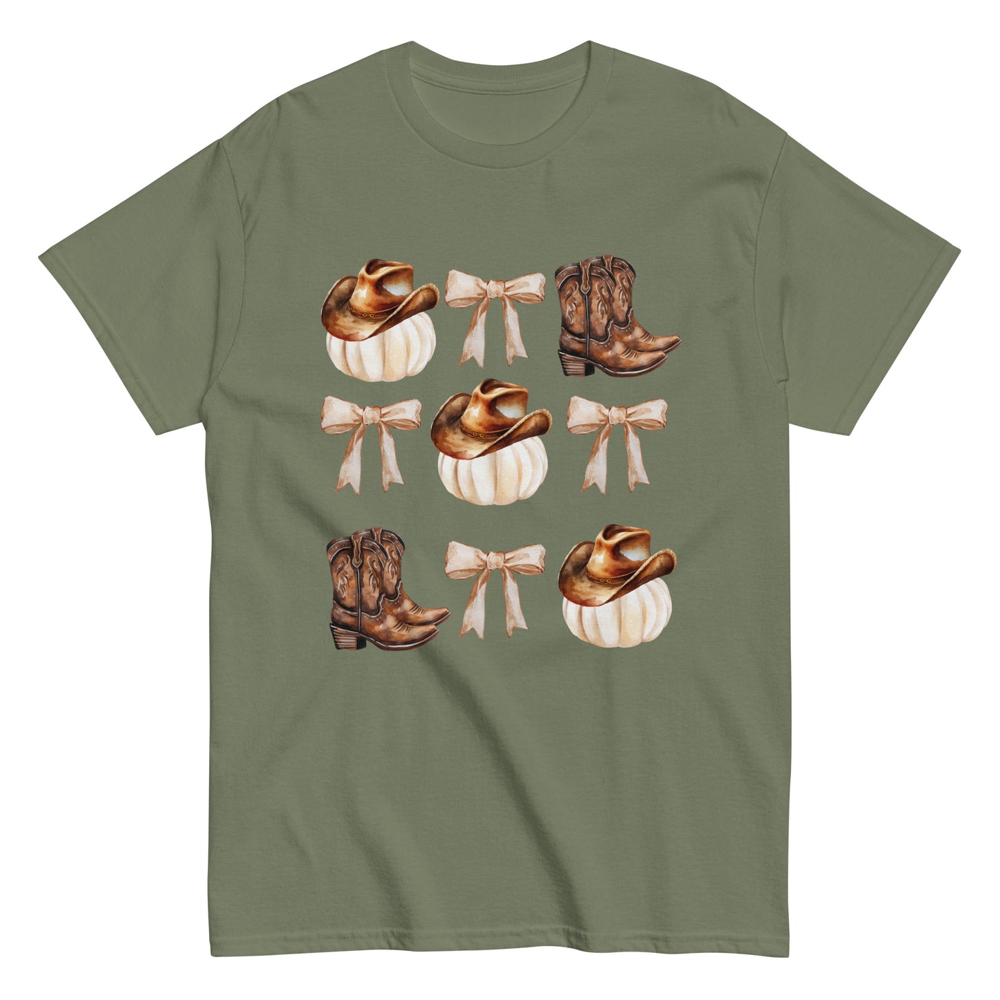 White Pumpkins, Boots-n-Bows Unisex classic tee