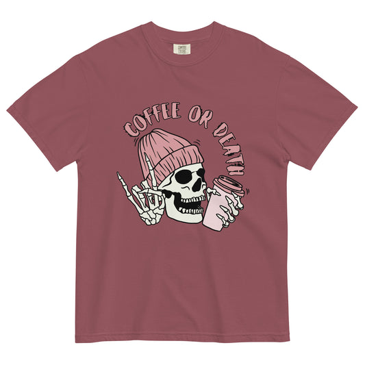 Coffee or Death Unisex garment-dyed heavyweight t-shirt