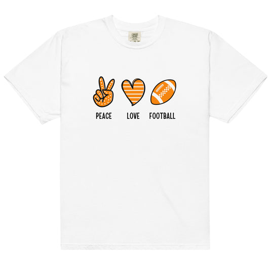 Peace Love Football Unisex garment-dyed heavyweight t-shirt