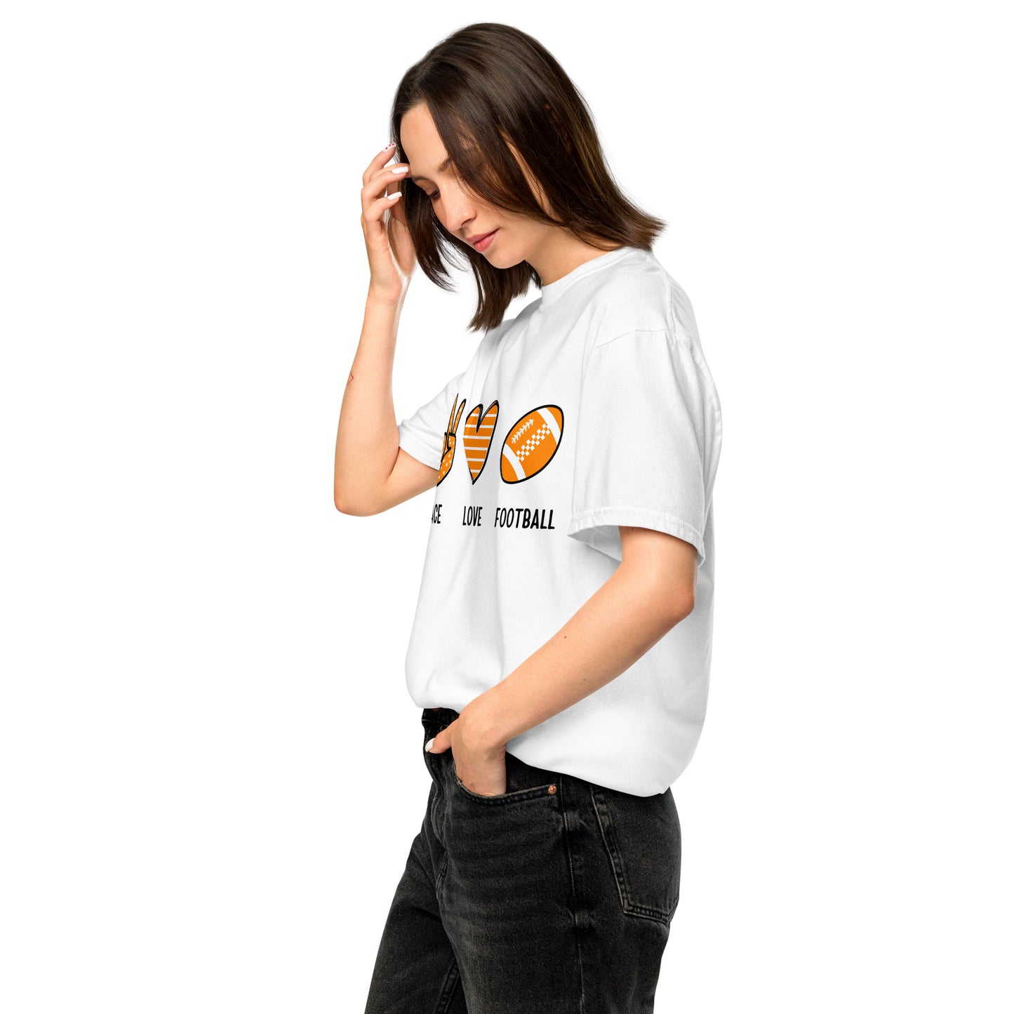 Peace Love Football Unisex garment-dyed heavyweight t-shirt
