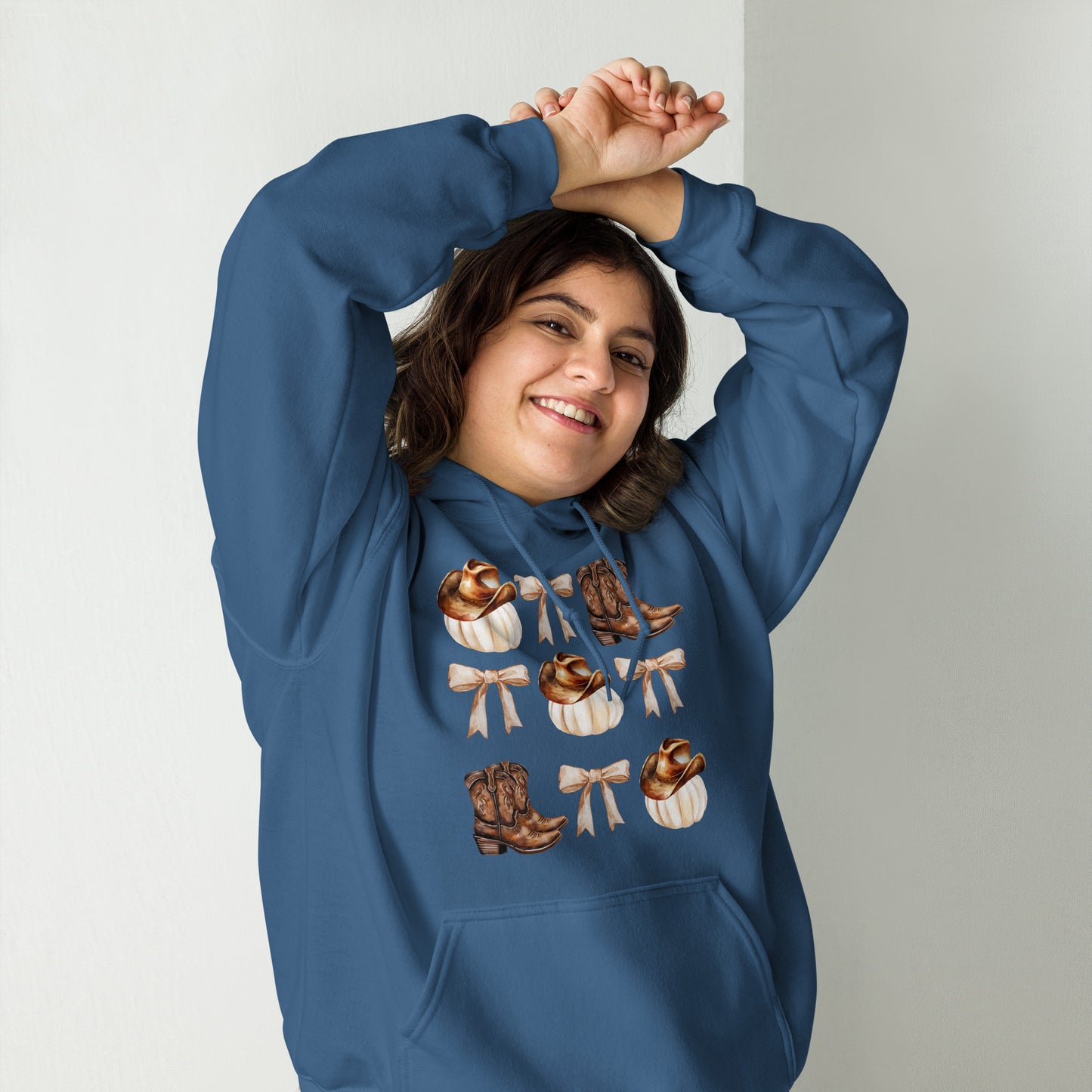 White Pumpkins, Boots-n-Bows Unisex Hoodie